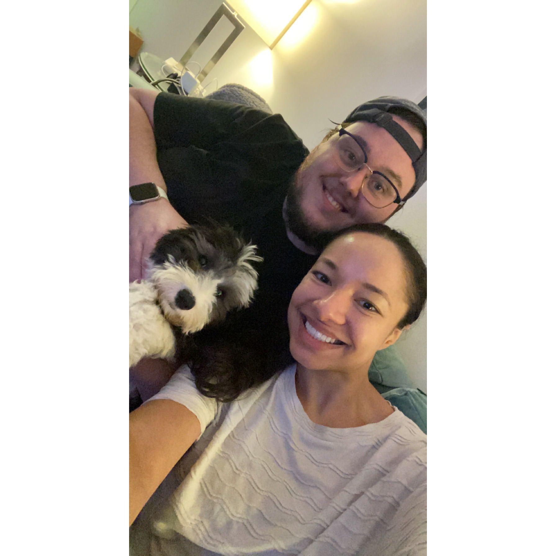 First family photo with our puppy Murphy