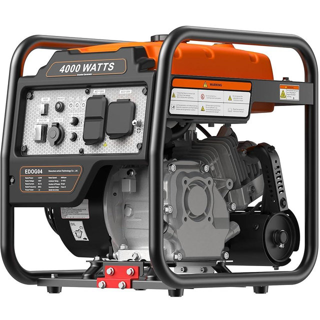 Mutaomay 4000W Gas Generator, Portable Quiet Generator with Long Runtime, Eco Mode, Low Oil Shutoff, Open Frame Design – Ideal for RV, Camping, Home Backup, Farm & Jobsite (Orange)