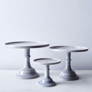 Grey Swirl Glass Cake Stand