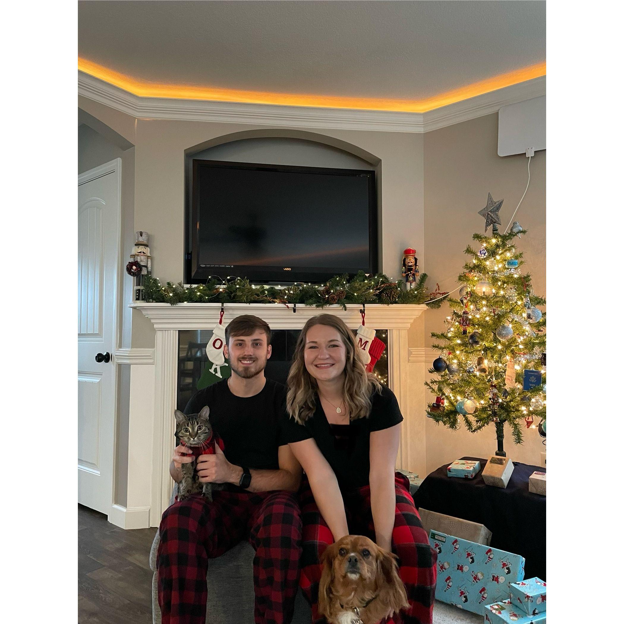 Our first Christmas card with Oliver and Mae