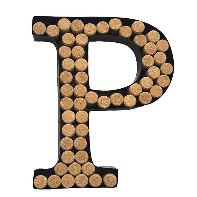 Decomil Wine Cork Holder (A-Z) (Letter P) | Decorative Wine Letters Cork Holder (P) | Wall Art Cork Holder Decor (P)