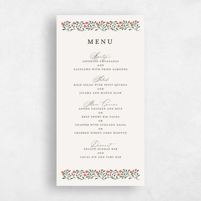 Beige Greenery Wedding Menu - Sabine