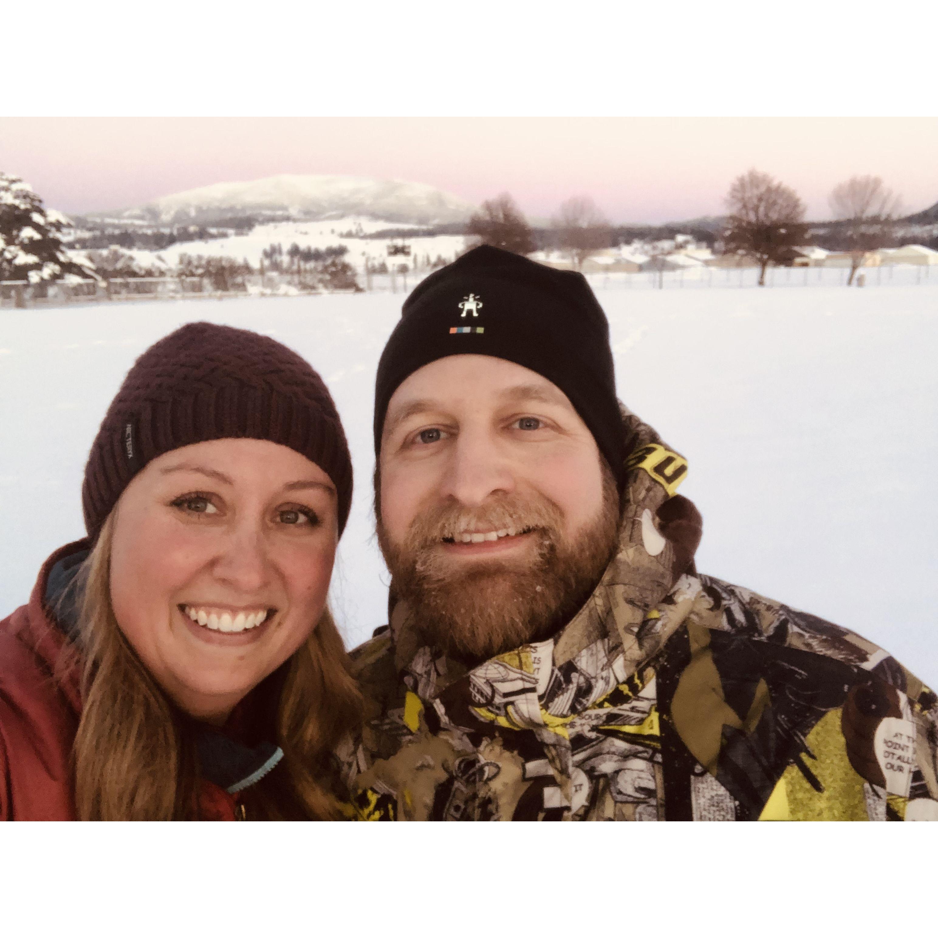 Walking in the snow in Colville