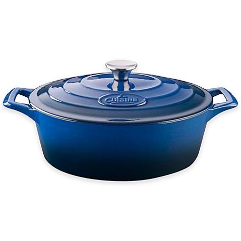 La Cuisine PRO 4.75 qt. Oval Cast Iron Casserole in Blue