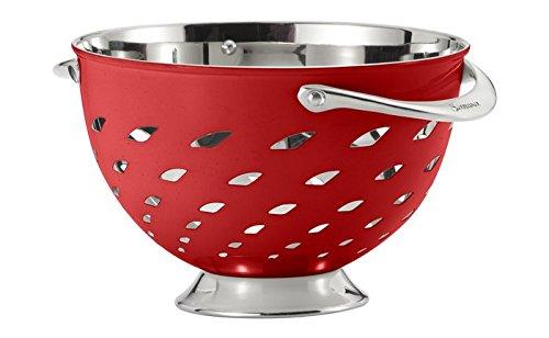 Savora Small Stainless Steel Berry Colander, 1.5-Quart, Crimson