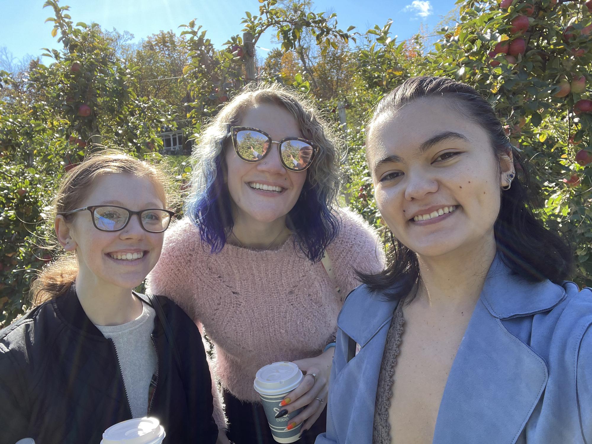 (Left to right) Beth, Shelby, and Donna when Donna asked them to be the maid of honor and the officiant respectively