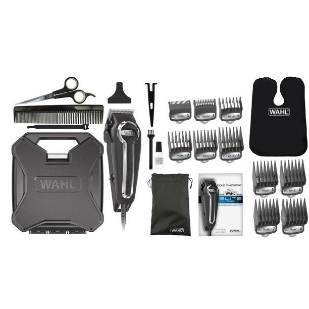 Wahl Elite Pro Complete High Performance Hair Clippers Haircut Kit, Black/Chrome 21 pieces Model 79602