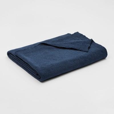 Full/Queen Marled Chenille Blanket Blue - Threshold™