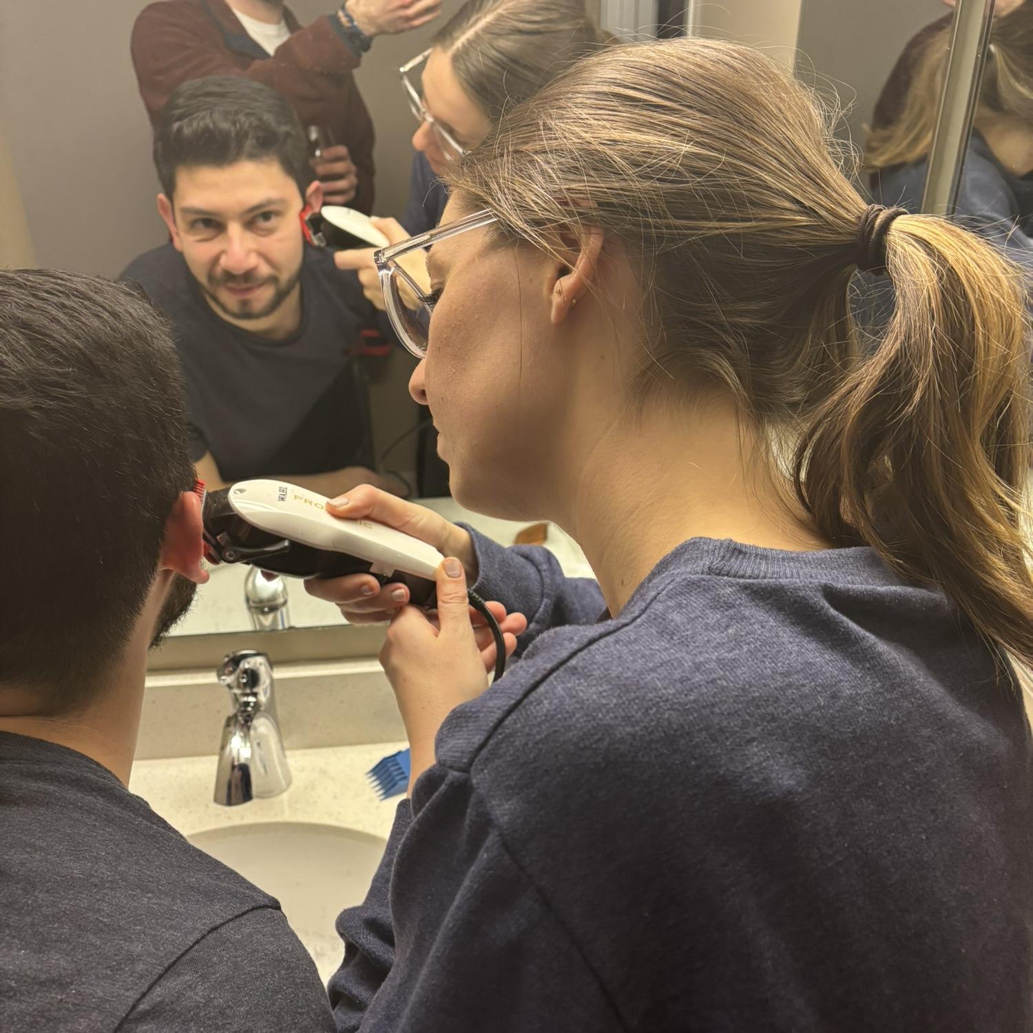 Kendyll testing her beard trimming skills