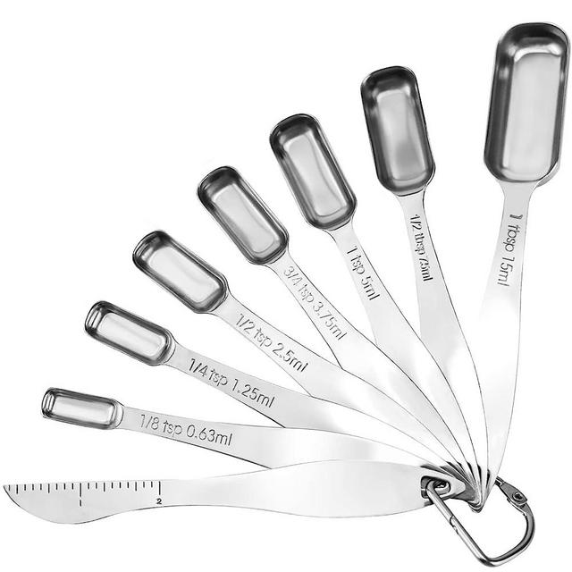 Measuring Spoons, Heavy Duty Stainless Steel Measuring Spoons Set, Small Tablespoon with Metric and US Measurements, Set of 8 for Measuring Dry and Liquid Ingredients