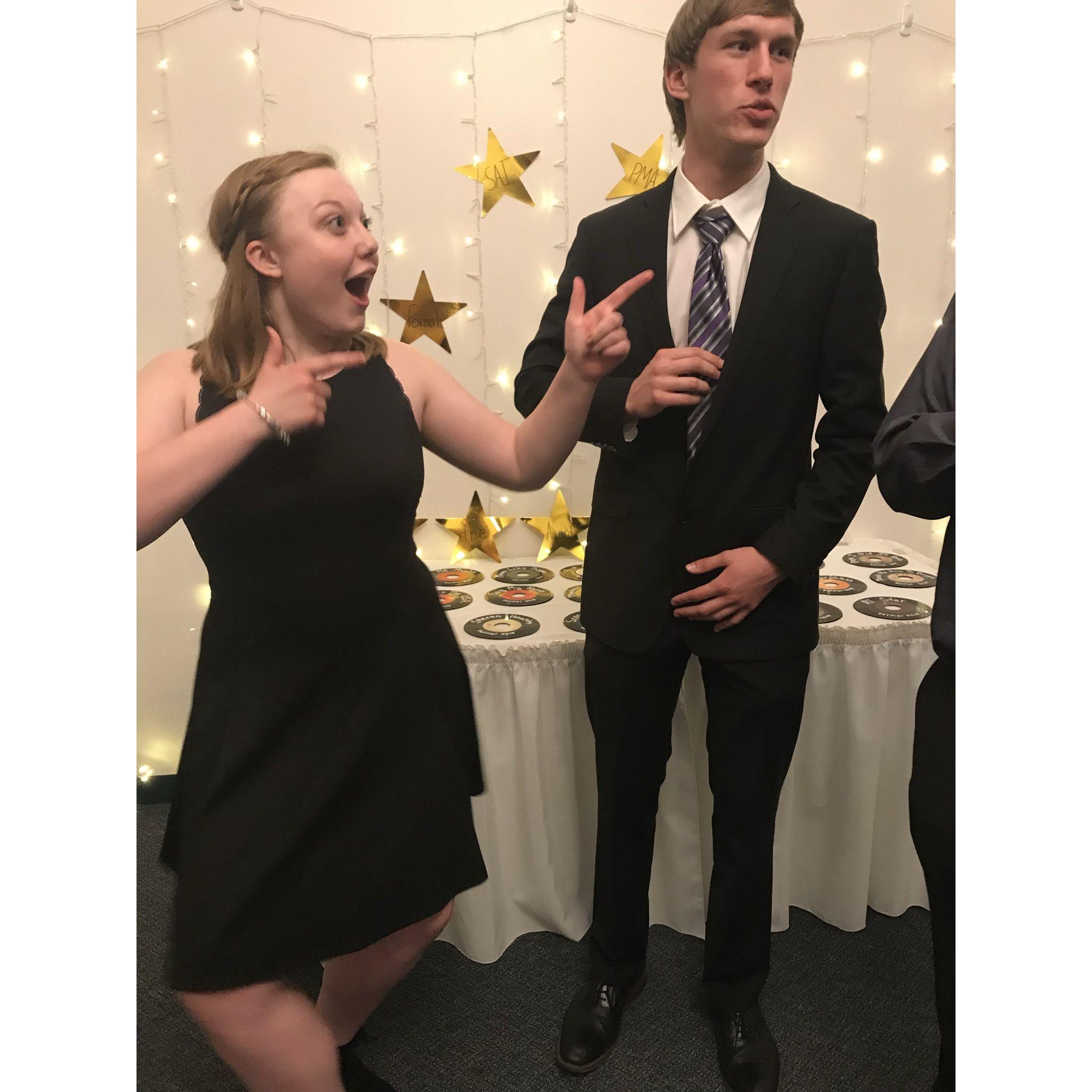 Expect this level of energy at the wedding - need we say more?

(This was taken at Will's music fraternity formal in Spring 2019)