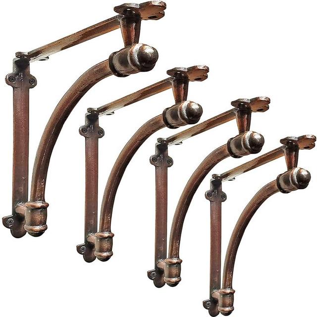 NACH Industrial Shelf Brackets 6 inch, Decorative Shelf Brackets for Wood Shelves, Floating Shelf Brackets, Wall Brackets for Shelves, Metal Shelf Brackets, 4-Pack Copper Shelf Brackets, AD-90-064CPM
