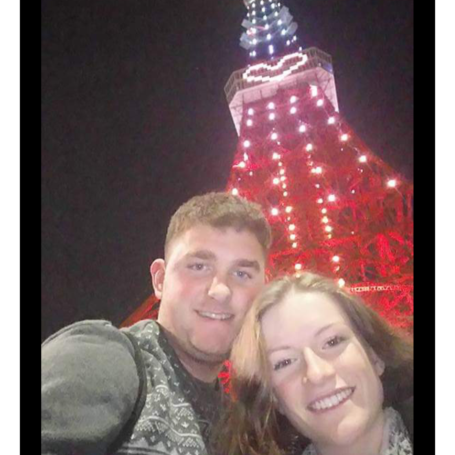 We visited a Japanese version of the Eiffel tower. We were already planning our trip to France for 6 months later. But James got deployed twice so the trip never happened and we were apart 12 months.