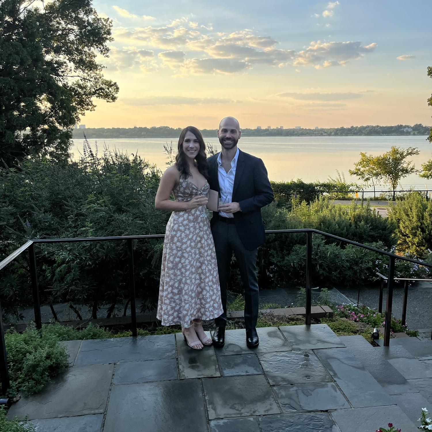 Sunset wedding on White Rock Lake! Little did we know we would be back at this spot 2.5 years later when Eric proposed 🤍