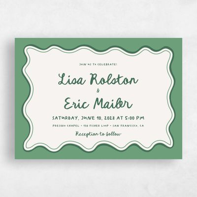 Hunter, Green Wedding Invitation - Brielle Landscape