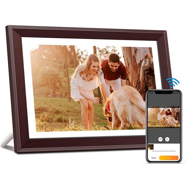 WOZIFAN Digital Photo Frame, Smart WiFi 10.1 Inch Digital Picture Frame with 16GB Storage Share Photos and Videos Instantly via Email or App, Motion Sensor/Uto-Rotate/Timing Setting - Gift