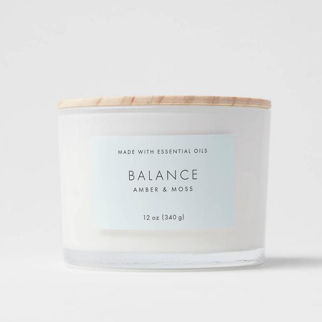 12oz Wood Lidded Glass Wellness 3-wick Balance Candle - Project 62™