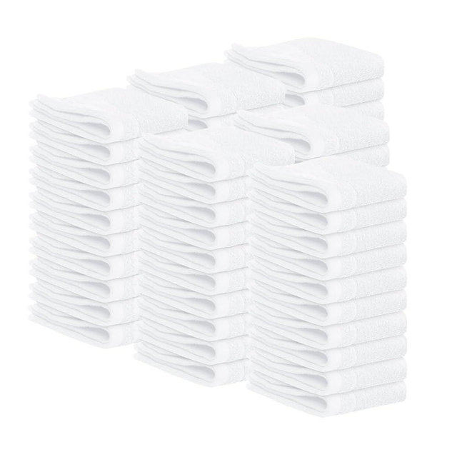 Tens Towels 60 Pack Cotton Washcloths, 12 x 12 in, Ultra Soft, Gentle, Absorbent and Durable Face Towels, Luxurious Hotel Quality, Ultimate Comfort, Perfect for Home, Gym, Spa and Beyond (White)