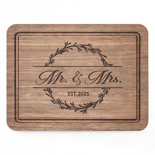 Craftique Wedding Gifts for Couples 2025, Mr and Mrs Gifts- Walnut Wood Cutting Board Engraved with Mr. and Mrs. EST. 2025- Wedding Gifts for Newlyweds Bride and Groom, Engagement Gifts for Couples