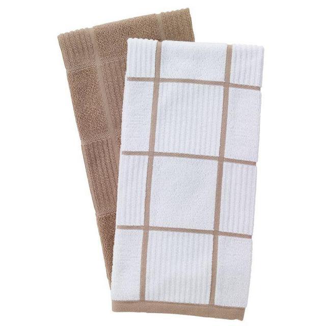 2pk Solid & Check Parquet Kitchen Towels - T-fal