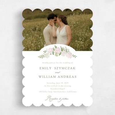 Pink Scalloped Wedding Invitation - Speranza Photo