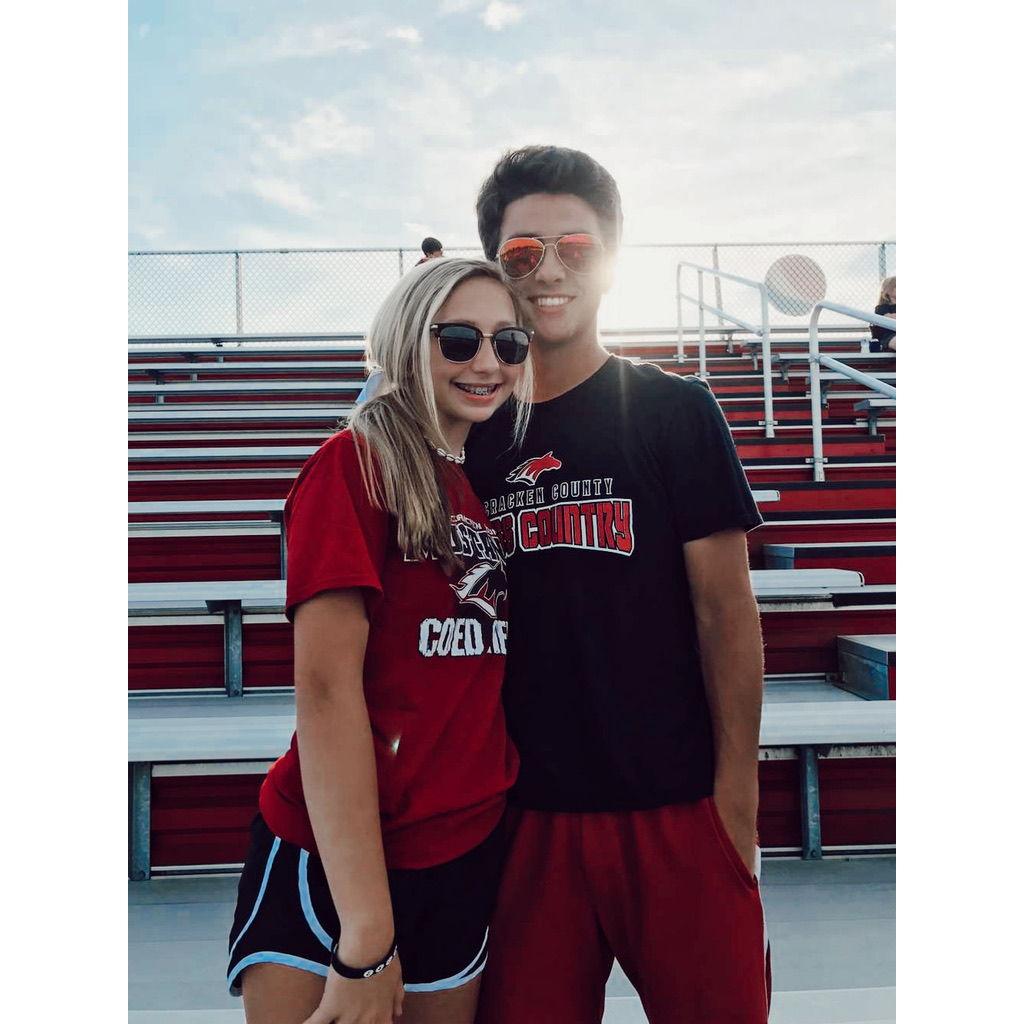 Our first picture! Meeting the Mustangs 2019