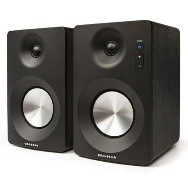 Crosley S100A-BK Bluetooth Enabled Powered Stereo Speakers, Black (Pair)
