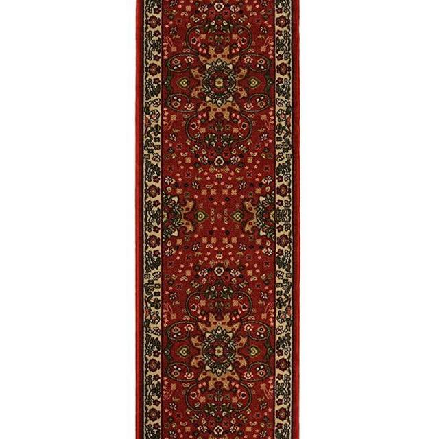 Traditional Persian Isfahan Mahal Design Runner and Area Rug Dark Red Color Printed Slip Skid Resistant Rubber Back (Dark Red, 23" x 7')