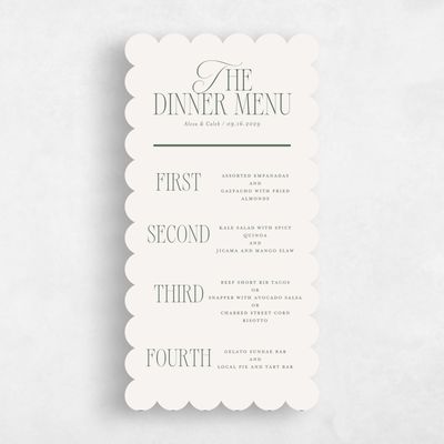 Green Scalloped Wedding Menu - Orable Classic