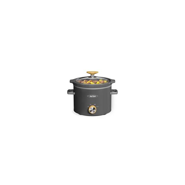 Heynemo 2 Quart Slow Cooker, Small Slow Cooker with Removable Ceramic Pot, Slow Cooker Food Warmer with 3 Heating Settings, Grey