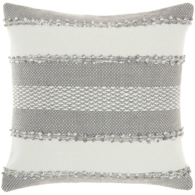 18"x18" Woven Striped and Dots Indoor/Outdoor Square Throw Pillow Gray - Mina Victory