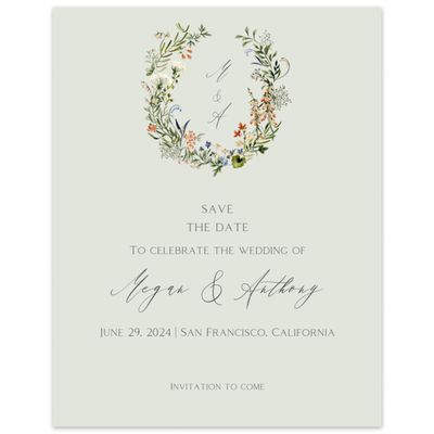 Lightest Green Wedding Digital Save the Date - Bellfort Portrait