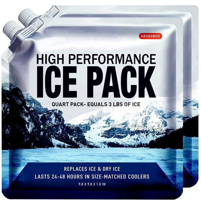 Reusable Ice Packs for Coolers Long Lasting Gel Freezer Packs for Cooler Bag Lunch Box,Keeps Food Cold Fresh (Medium Set of 2P)