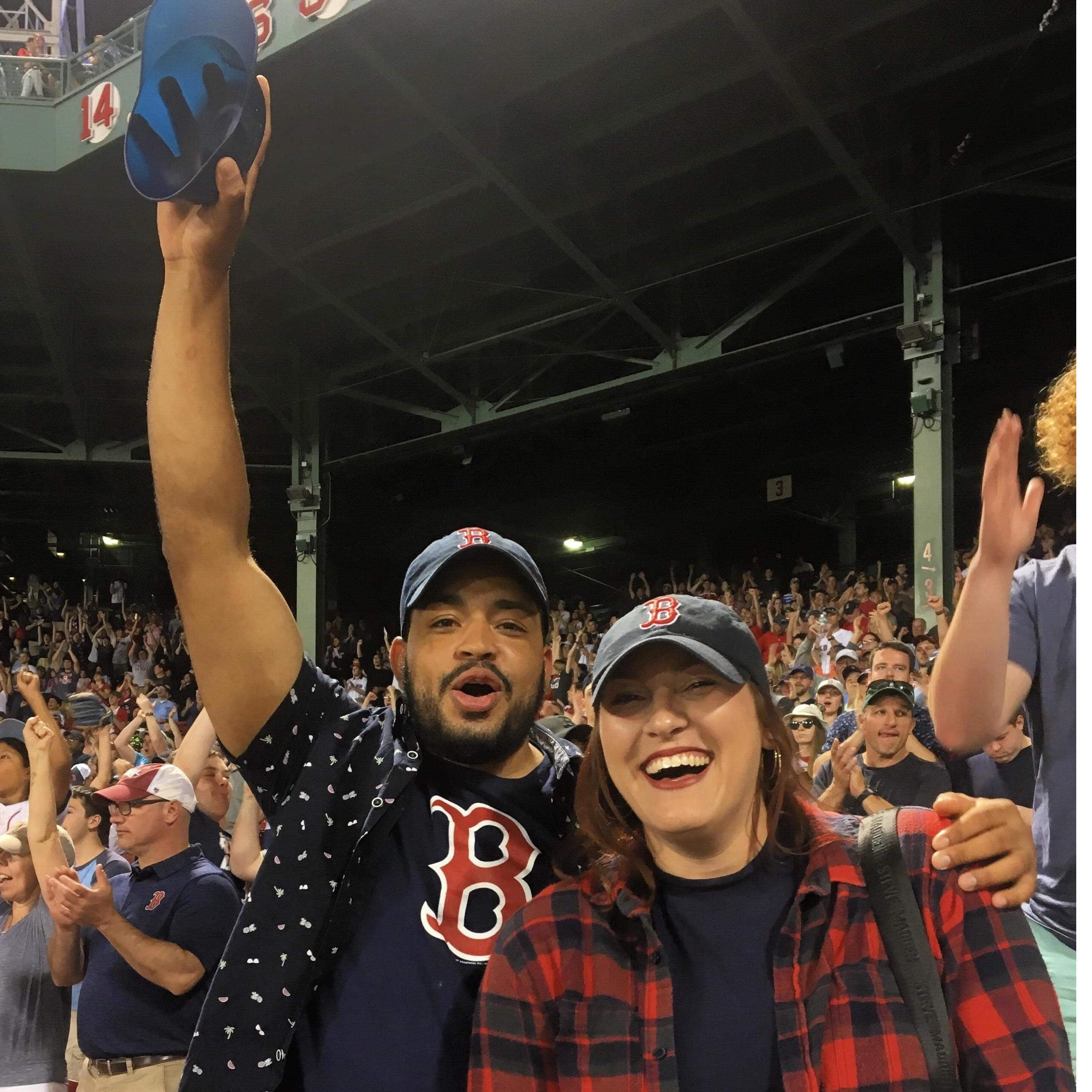 We love watching Boston sports together! Before we even met, Riany had a Red Sox credit card (which got him free shots at a bar in NY)..it was meant to be.