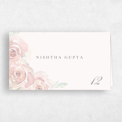 Pale Coral, Beige Wedding Place Card - Roana