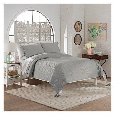 Gray Solid Nadia Quilt Set (King)3pc - Marble Hill