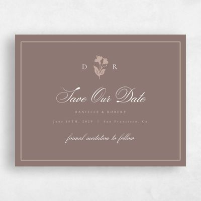 Taupe, Brown Wedding Save the Date - Fawn Landscape