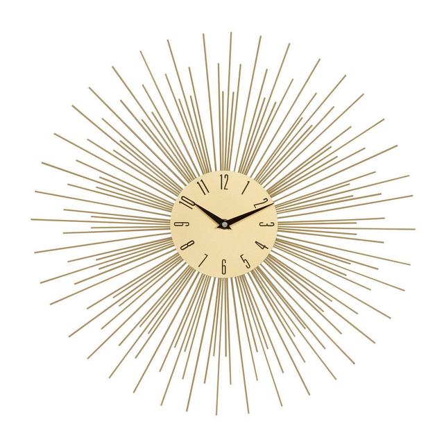 19"x19" Metal Starburst Wall Clock Gold - Olivia & May