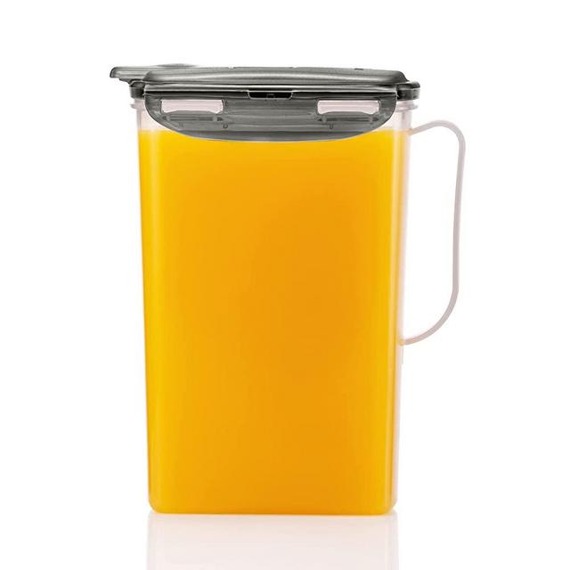 LocknLock Aqua Fridge Door Water Jug with Handle BPA Free Plastic Pitcher with Flip Top Lid Perfect for Making Teas and Juices, 2 Quarts, Gray