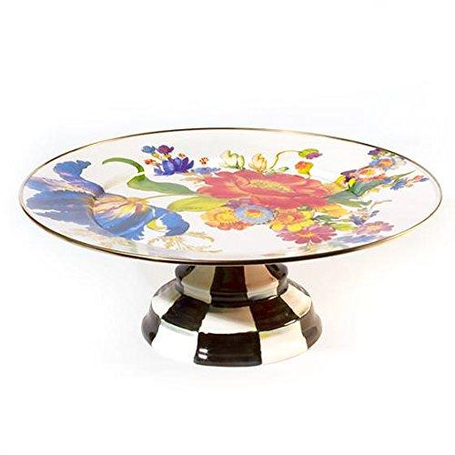 MacKenzie-Childs Flower Market Small Pedestal Platter - White