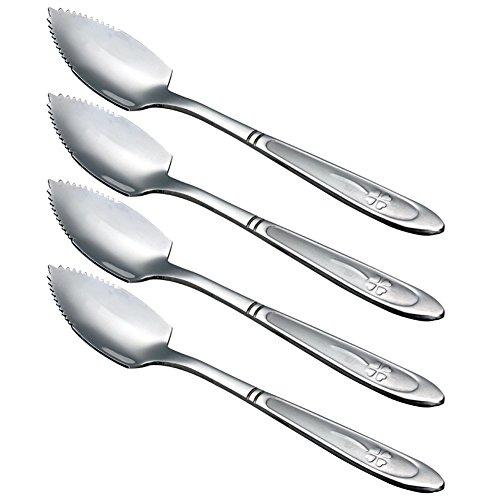 HAZOULEN Grapefruit Spoons, Stainless Steel, 6-2/5-Inch, Set of 4 (Clover)