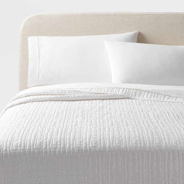 Full/Queen TENCEL® Quilt White - Threshold™: OEKO-TEX Certified, Lightweight, Cooling Comfort Coverlet
