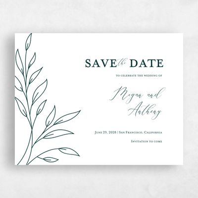 Green Fall Wedding Save the Date - Delana Landscape