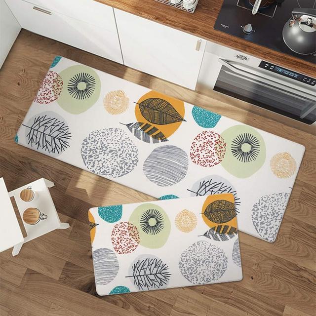 Anti Fatigue Kitchen Mat,Seavish 2Pcs Thick Cushioned Kitchen Rug Runner Set PVC Leather Non Slip Heavy Duty Waterproof Comfort Floor Mat for Home Sink/Laundry/Office Desk