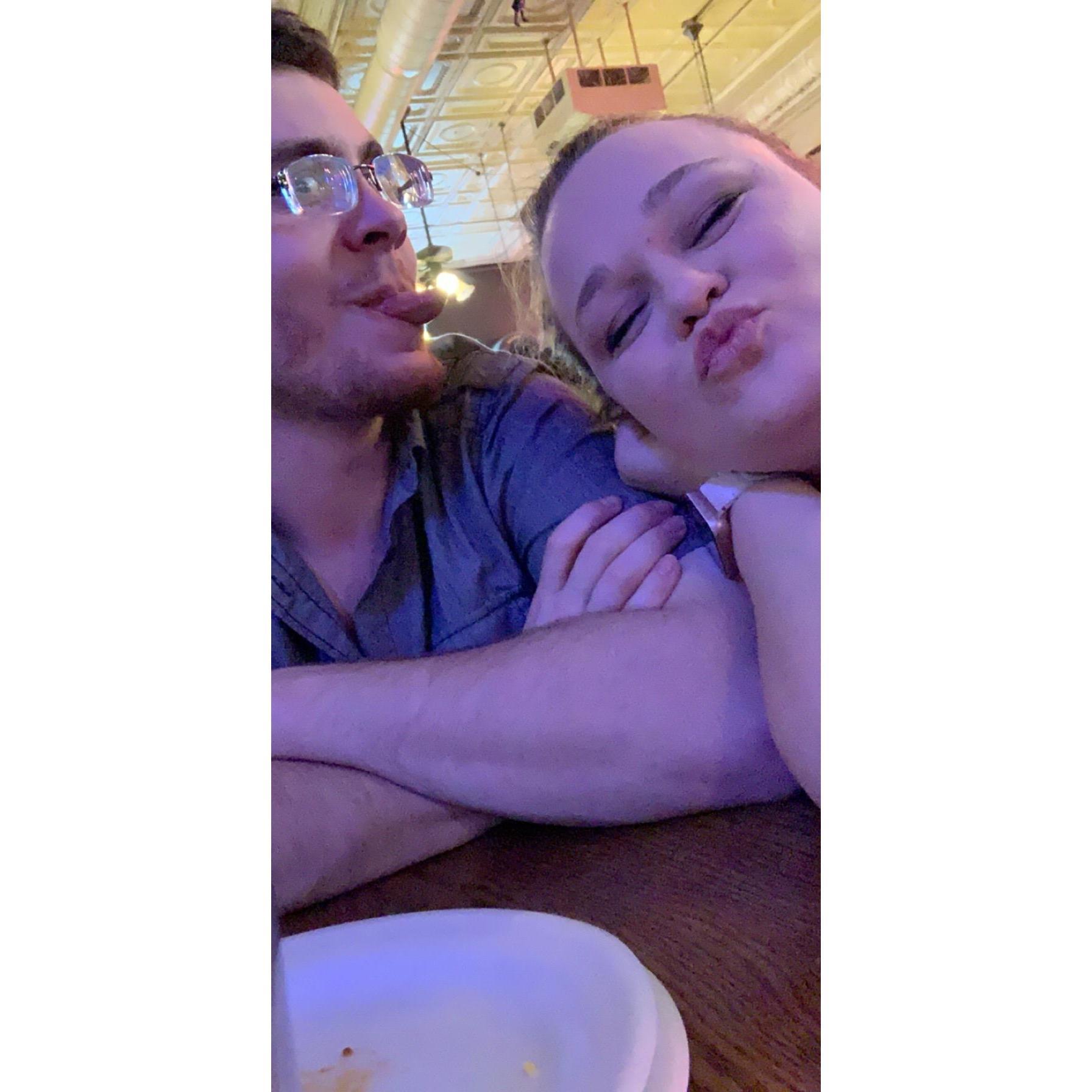His first end of semester party with his classmates. We were being goofy because we like to have fun together. This is also the night I became really good friends with Tana, my bridesmaid.