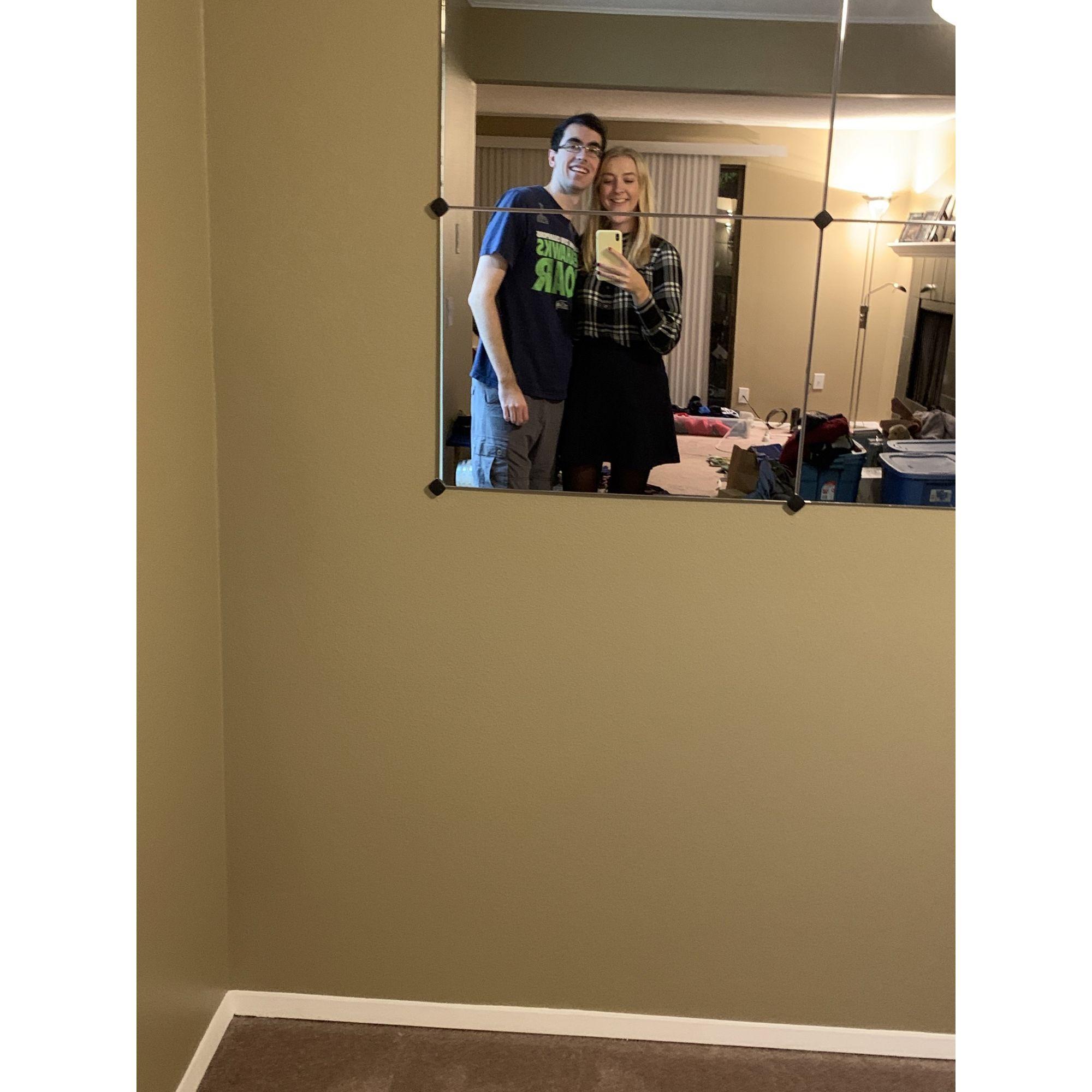 Moving into our first apartment together, October 2019