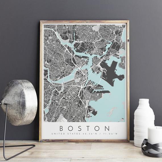 City Map Print, Boston Map Print, Boston Print, Boston Map, Boston Poster, Boston Art, Modern Map Print, Map of Boston, Boston City Map, mp