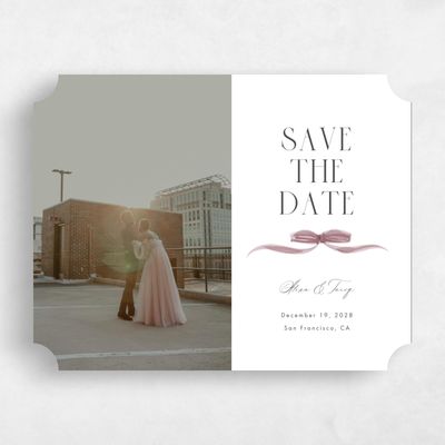 Pink Ticket Wedding Save the Date - Brienno Photo
