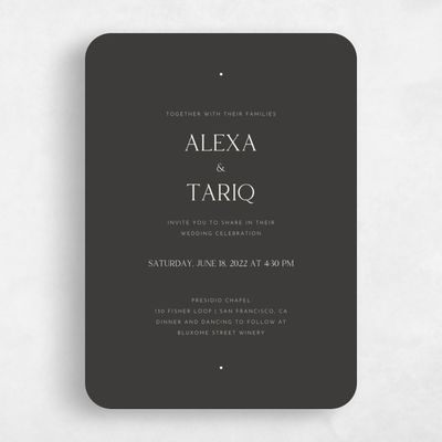 Grey Rounded Wedding Invitation - Sharpe Type