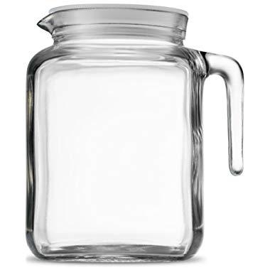 Bormioli Rocco Hermetic Seal Glass Pitcher With Lid and Spout [68 Ounce] Great for Homemade Juice & Iced Tea or for Glass Milk Bottles